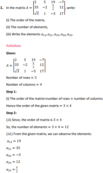 HBSE 12th Class Maths Solutions Chapter 3 Matrices Ex 3.1 1