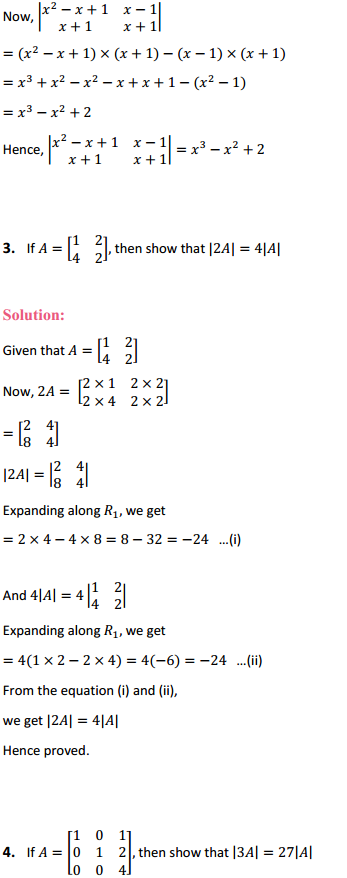 HBSE 12th Class Maths Solutions Chapter 4 Determinants Ex 4.1 2