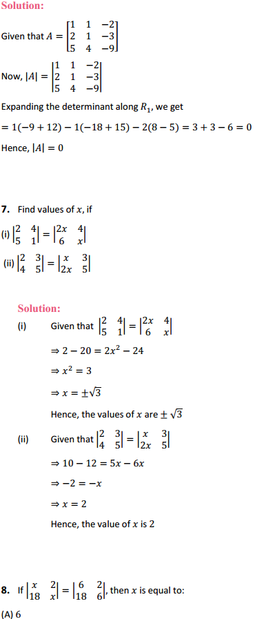 HBSE 12th Class Maths Solutions Chapter 4 Determinants Ex 4.1 6