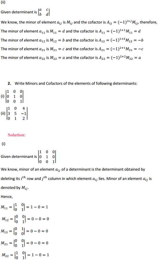 HBSE 12th Class Maths Solutions Chapter 4 Determinants Ex 4.4 2