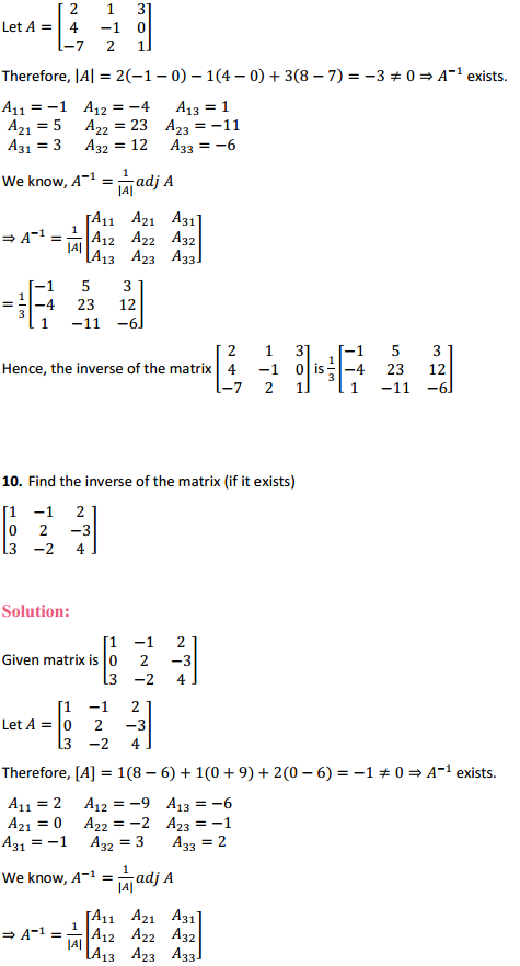 HBSE 12th Class Maths Solutions Chapter 4 Determinants Ex 4.5 9
