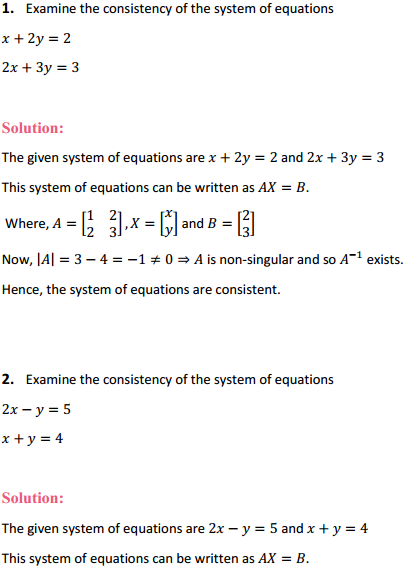 HBSE 12th Class Maths Solutions Chapter 4 Determinants Ex 4.6 1