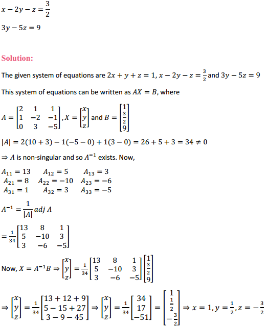 HBSE 12th Class Maths Solutions Chapter 4 Determinants Ex 4.6 9