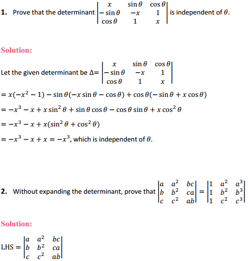 HBSE 12th Class Maths Solutions Chapter 4 Determinants Miscellaneous Exercise 1
