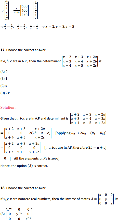 HBSE 12th Class Maths Solutions Chapter 4 Determinants Miscellaneous Exercise 18