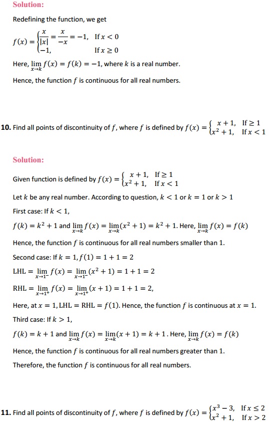 HBSE 12th Class Maths Solutions Chapter 5 Continuity and Differentiability Ex 5.1 10