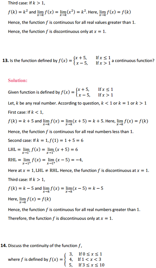 HBSE 12th Class Maths Solutions Chapter 5 Continuity and Differentiability Ex 5.1 13