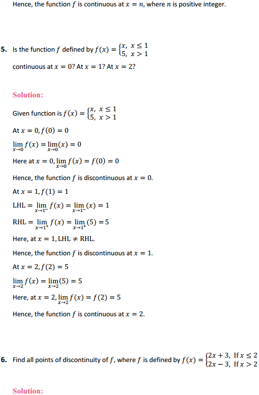 HBSE 12th Class Maths Solutions Chapter 5 Continuity and Differentiability Ex 5.1 5