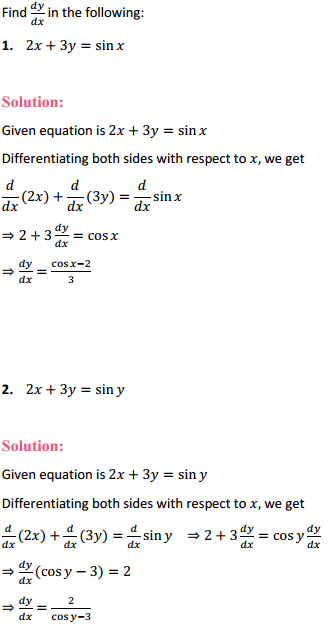 HBSE 12th Class Maths Solutions Chapter 5 Continuity and Differentiability Ex 5.3 1