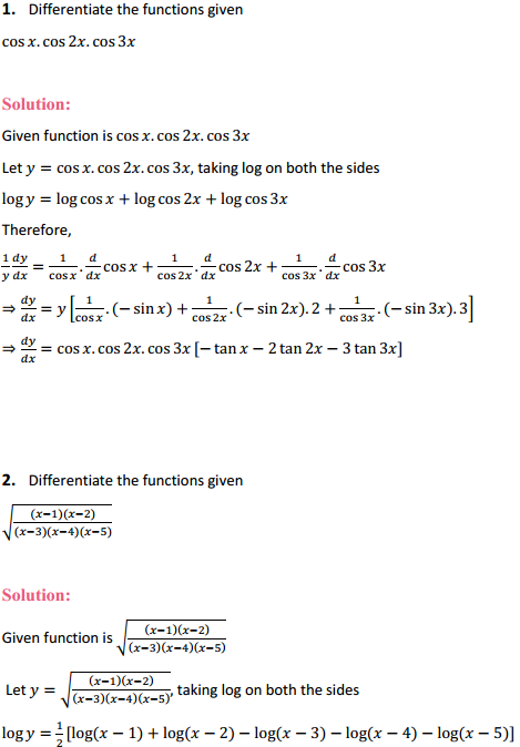 HBSE 12th Class Maths Solutions Chapter 5 Continuity and Differentiability Ex 5.5 1
