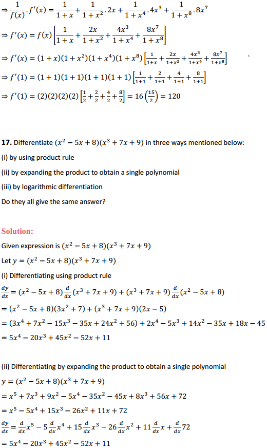 HBSE 12th Class Maths Solutions Chapter 5 Continuity and Differentiability Ex 5.5 18