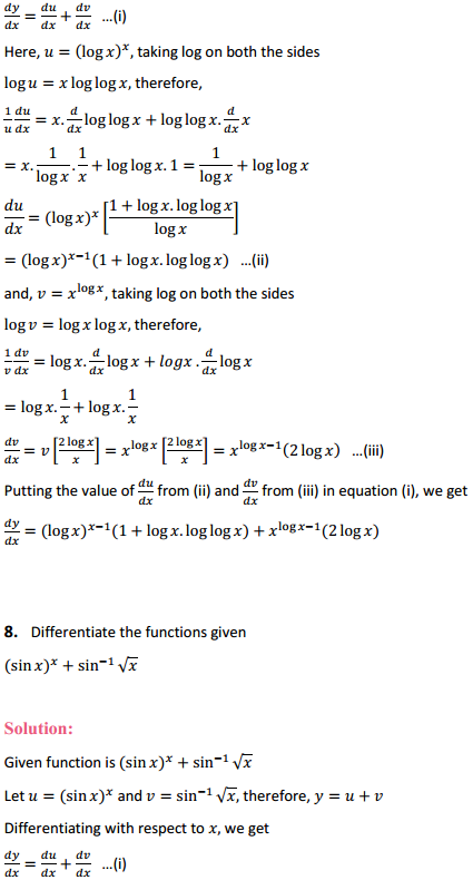 HBSE 12th Class Maths Solutions Chapter 5 Continuity and Differentiability Ex 5.5 7