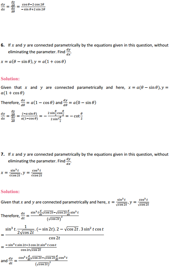 HBSE 12th Class Maths Solutions Chapter 5 Continuity and Differentiability Ex 5.6 3