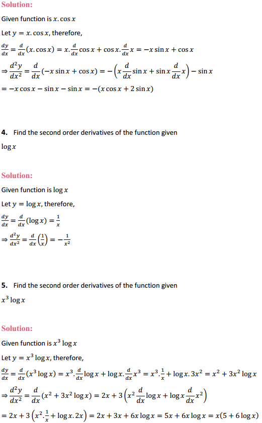 HBSE 12th Class Maths Solutions Chapter 5 Continuity and Differentiability Ex 5.7 2