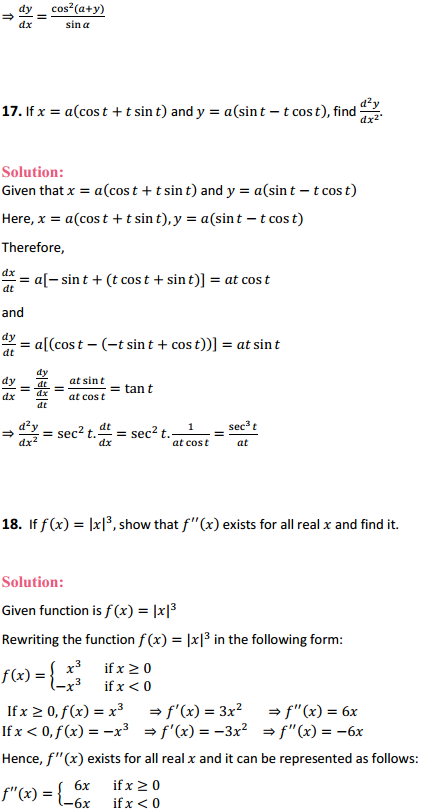 HBSE 12th Class Maths Solutions Chapter 5 Continuity and Differentiability Miscellaneous Exercise 15