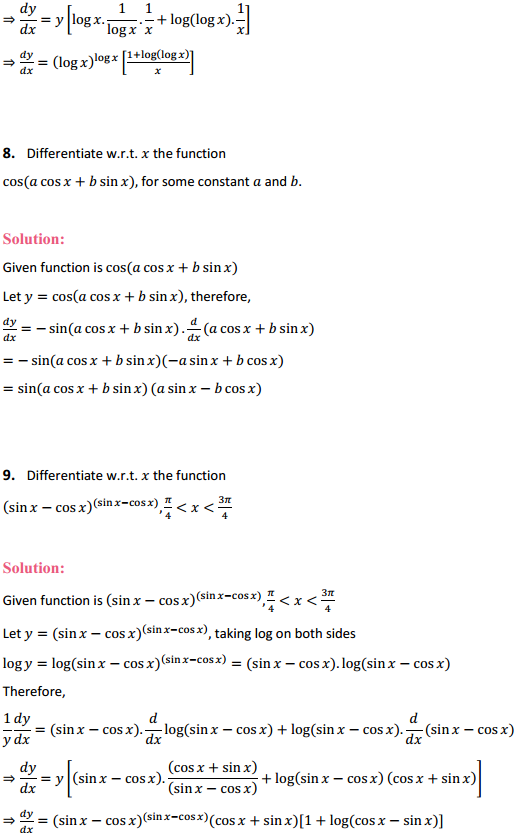HBSE 12th Class Maths Solutions Chapter 5 Continuity and Differentiability Miscellaneous Exercise 5