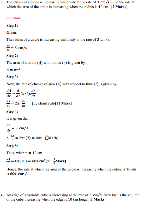 HBSE 12th Class Maths Solutions Chapter 6 Application of Derivatives Ex 6.1 3