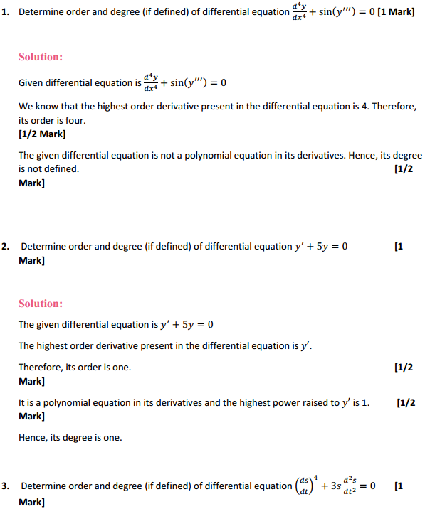 HBSE 12th Class Maths Solutions Chapter 9 Differential Equations Ex 9.1 1