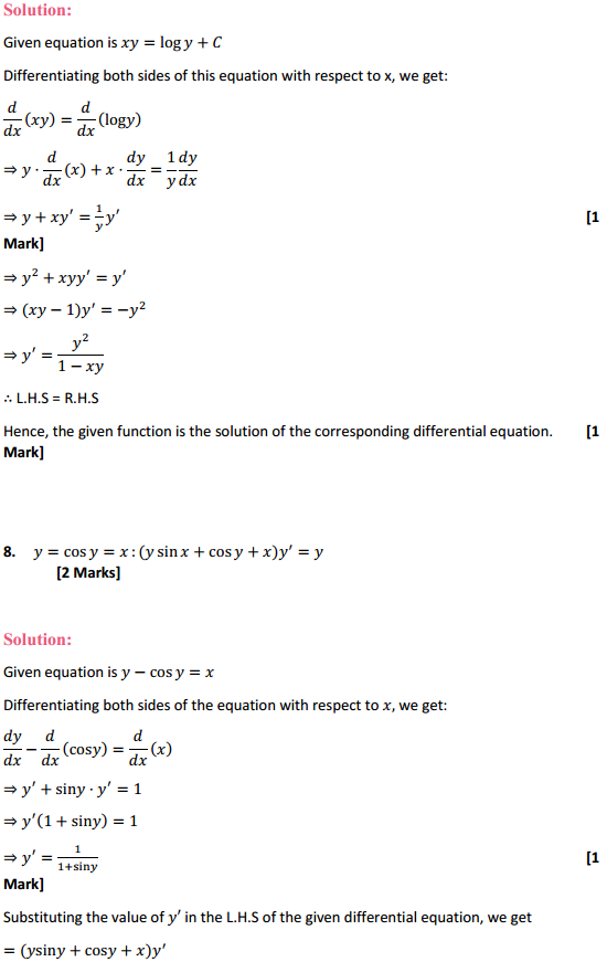 HBSE 12th Class Maths Solutions Chapter 9 Differential Equations Ex 9.2 5