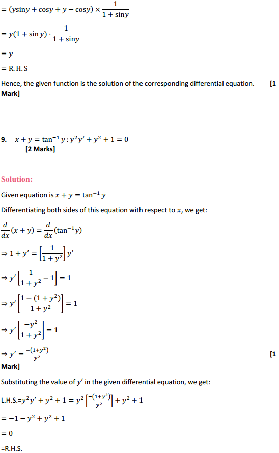 HBSE 12th Class Maths Solutions Chapter 9 Differential Equations Ex 9.2 6
