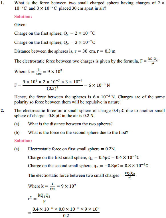 HBSE 12th Class Physics Solutions Chapter 1 Electric Charges and Fields 1