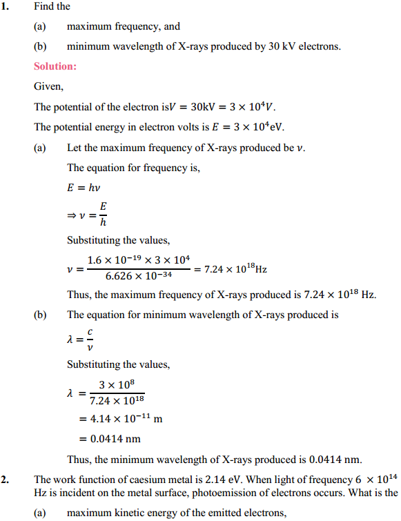 HBSE 12th Class Physics Solutions Chapter 11 Dual Nature of Radiation and Matter 1