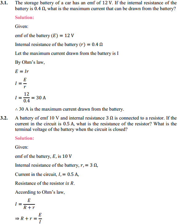 HBSE 12th Class Physics Solutions Chapter 3 Current Electricity 1