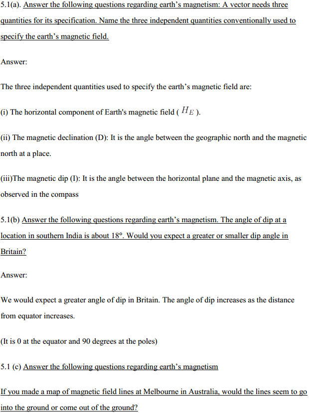 HBSE 12th Class Physics Solutions Chapter 5 Magnetism and Matter 1