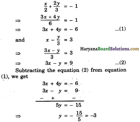 Haryana Board 10th Class Maths Solutions Chapter 3 Pair of Linear Equations in Two Variables Ex 3.4 4