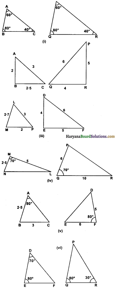 Haryana Board 10th Class Maths Solutions Chapter 6 Triangles Ex 6.3 1