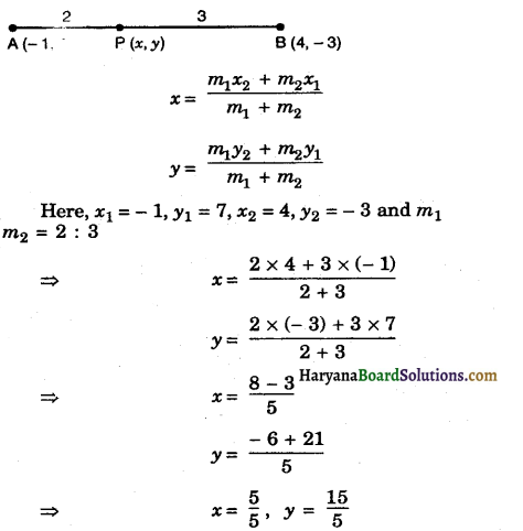 Haryana Board 10th Class Maths Solutions Chapter 7 Coordinate Geometry Ex 7.2 1