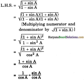 Haryana Board 10th Class Maths Solutions Chapter 8 Introduction to Trigonometry Ex 8.4 10