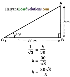 Haryana Board 10th Class Maths Solutions Chapter 9 Some Applications of Trigonometry Ex 9.1 4