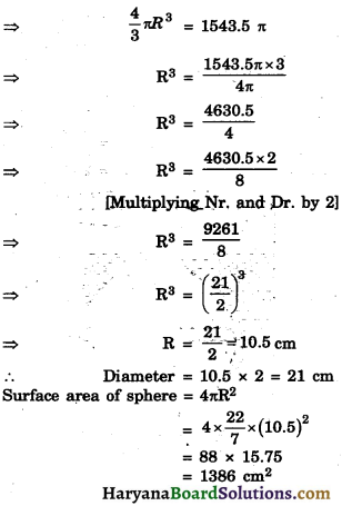 HBSE 10th Class Maths Important Questions Chapter 13 Surface Areas and Volumes - 4