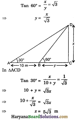 HBSE 10th Class Maths Important Questions Chapter 9 Some Applications of Trigonometry - 19