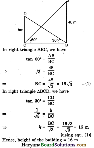 HBSE 10th Class Maths Important Questions Chapter 9 Some Applications of Trigonometry - 5
