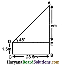 HBSE 10th Class Maths Important Questions Chapter 9 त्रिकोणमिति का अनुप्रयोग - 1