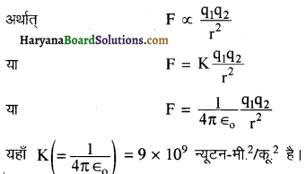 HBSE 12th Class Physics Important Questions Chapter 1 वैद्युत आवेश तथा क्षेत्र 1