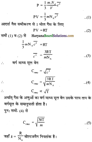 HBSE 11th Class Physics Important Questions Chapter 13 अणुगति सिद्धांत -16